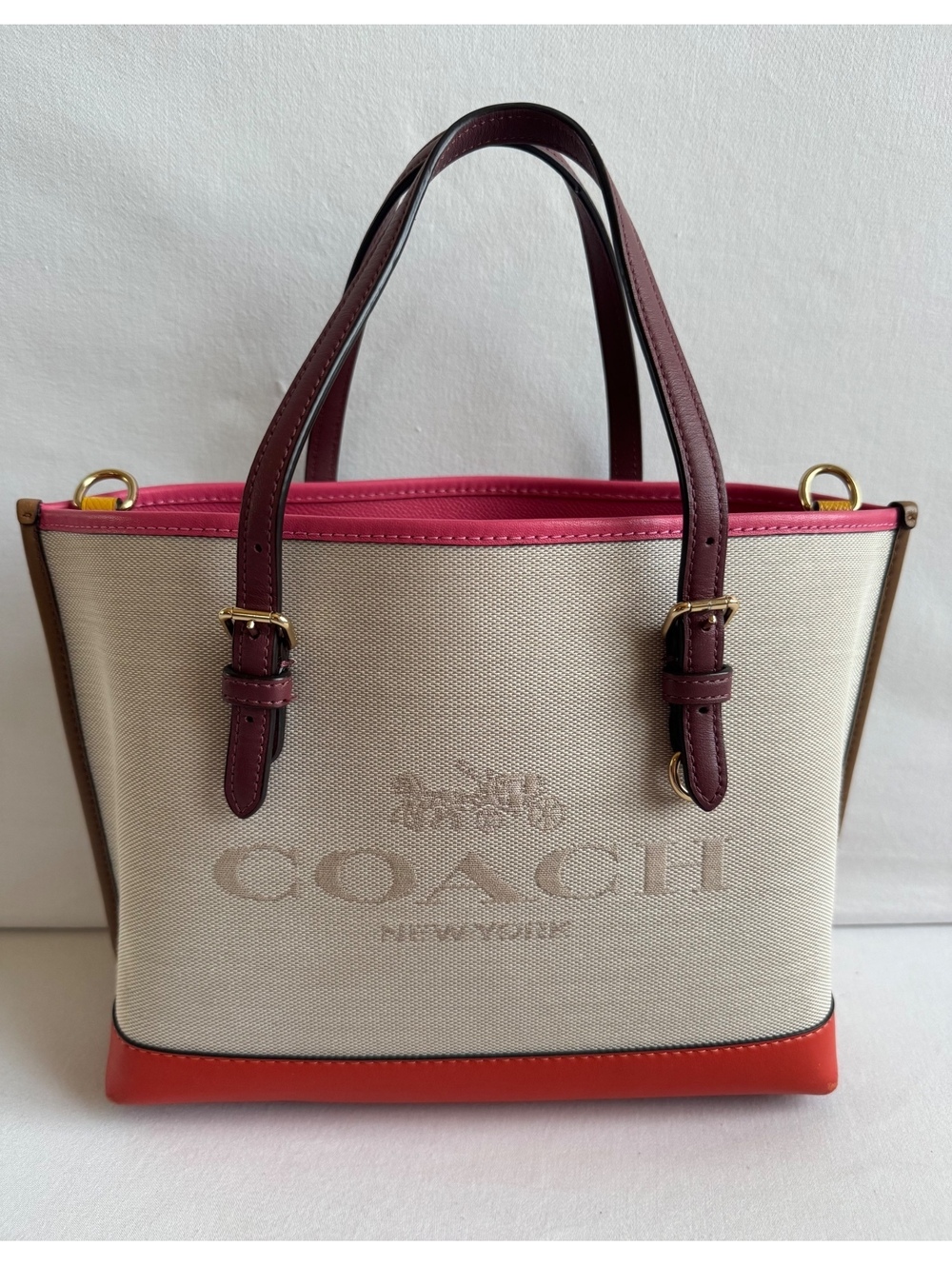 Coach Mollie Tote 25 Colorblock Natural Mango Multi C4085 Crossbody
